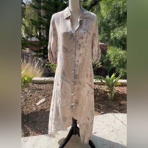 NWT Bella Amore Italian Linen Floral Shirt Dress